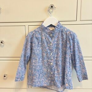 Baby Cottons Girls 4T Blue Floral Blouse